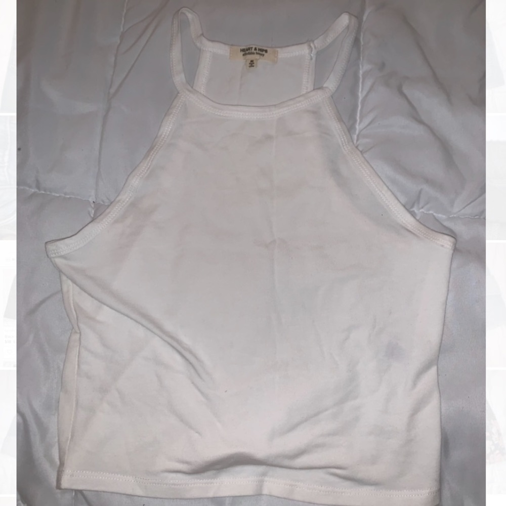 White high neck crop top